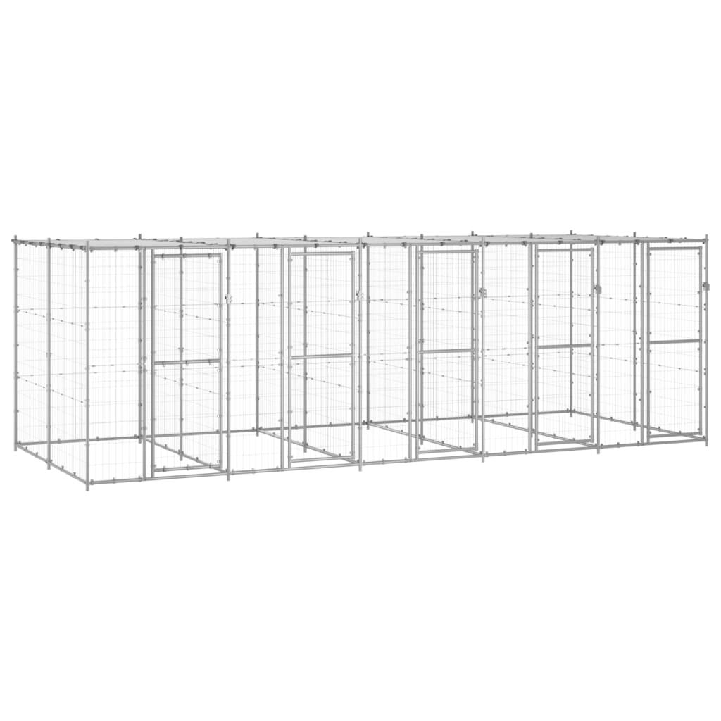 Psí chovatelská stanice Vidaxl se střechou 12,1 m² Galvanizovaná ocel