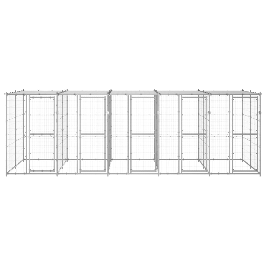 Psí chovatelská stanice Vidaxl se střechou 12,1 m² Galvanizovaná ocel