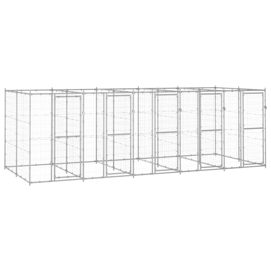 Perrera de perros Vidaxl 12.1 m² de acero galvanizado