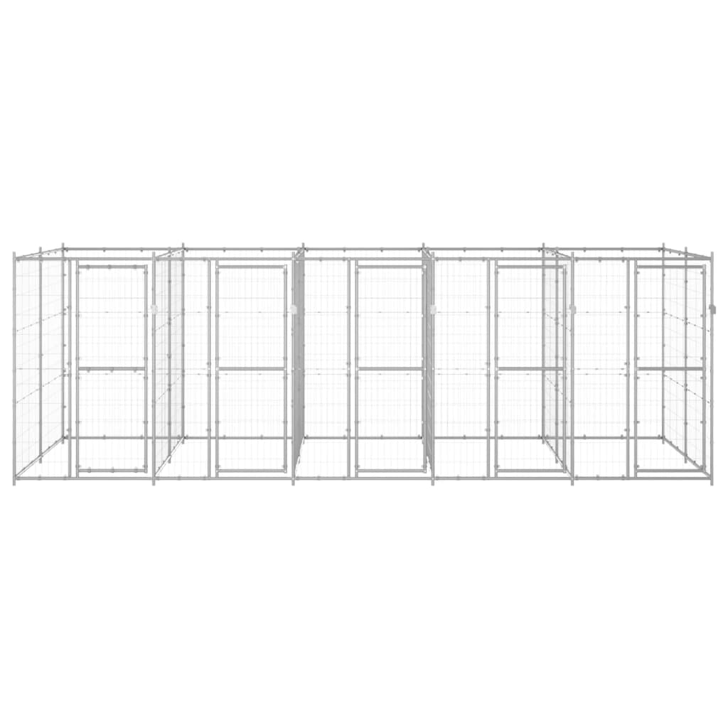 Perrera de perros Vidaxl 12.1 m² de acero galvanizado