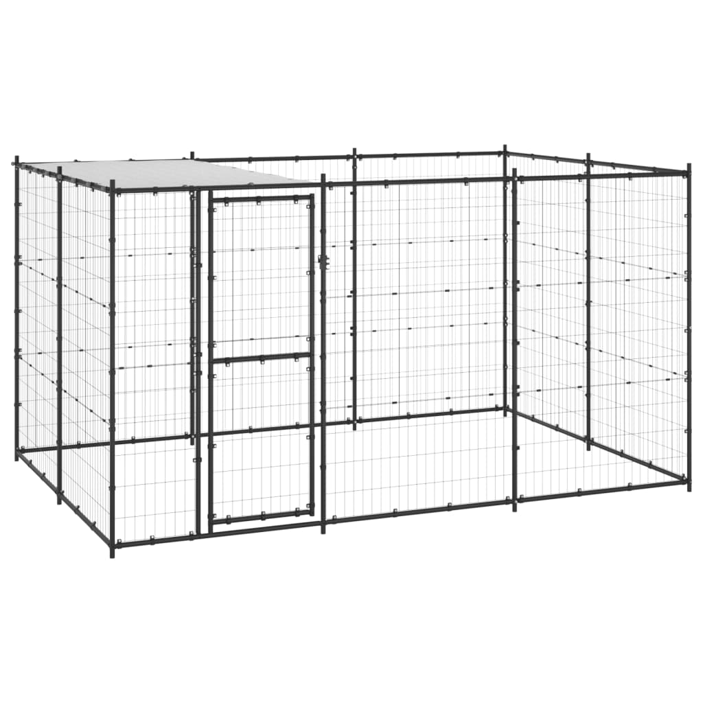 Vidaxl Chien Kennel avec toit 7,26 m² en acier