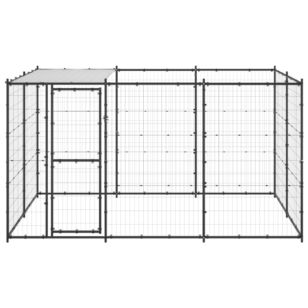 Vidaxl Chien Kennel avec toit 7,26 m² en acier