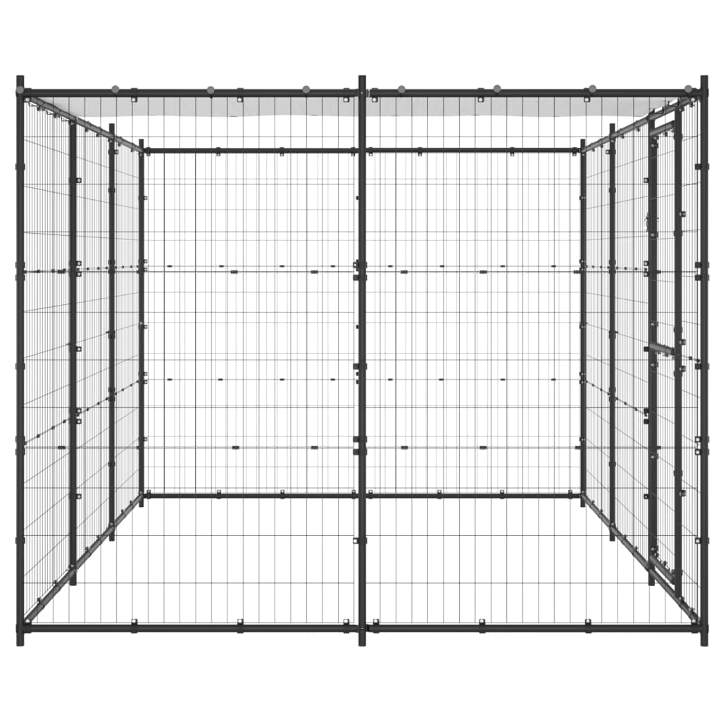 Vidaxl Chien Kennel avec toit 7,26 m² en acier