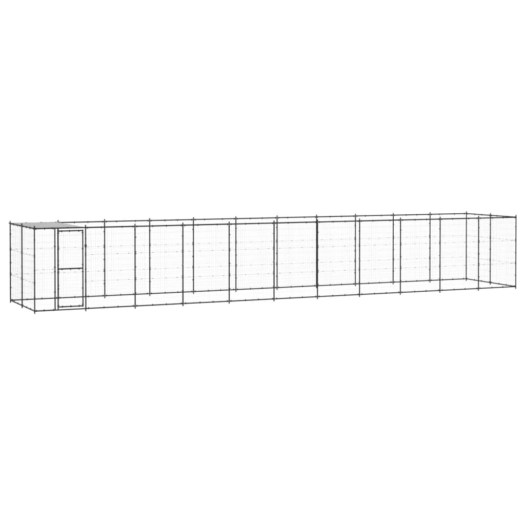 Psarna psa Vidaxl s streho 26,62 m² jeklo