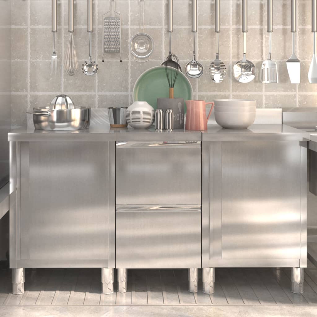 Vidaxl kitchen cabinets Commercial 3 st stainless steel