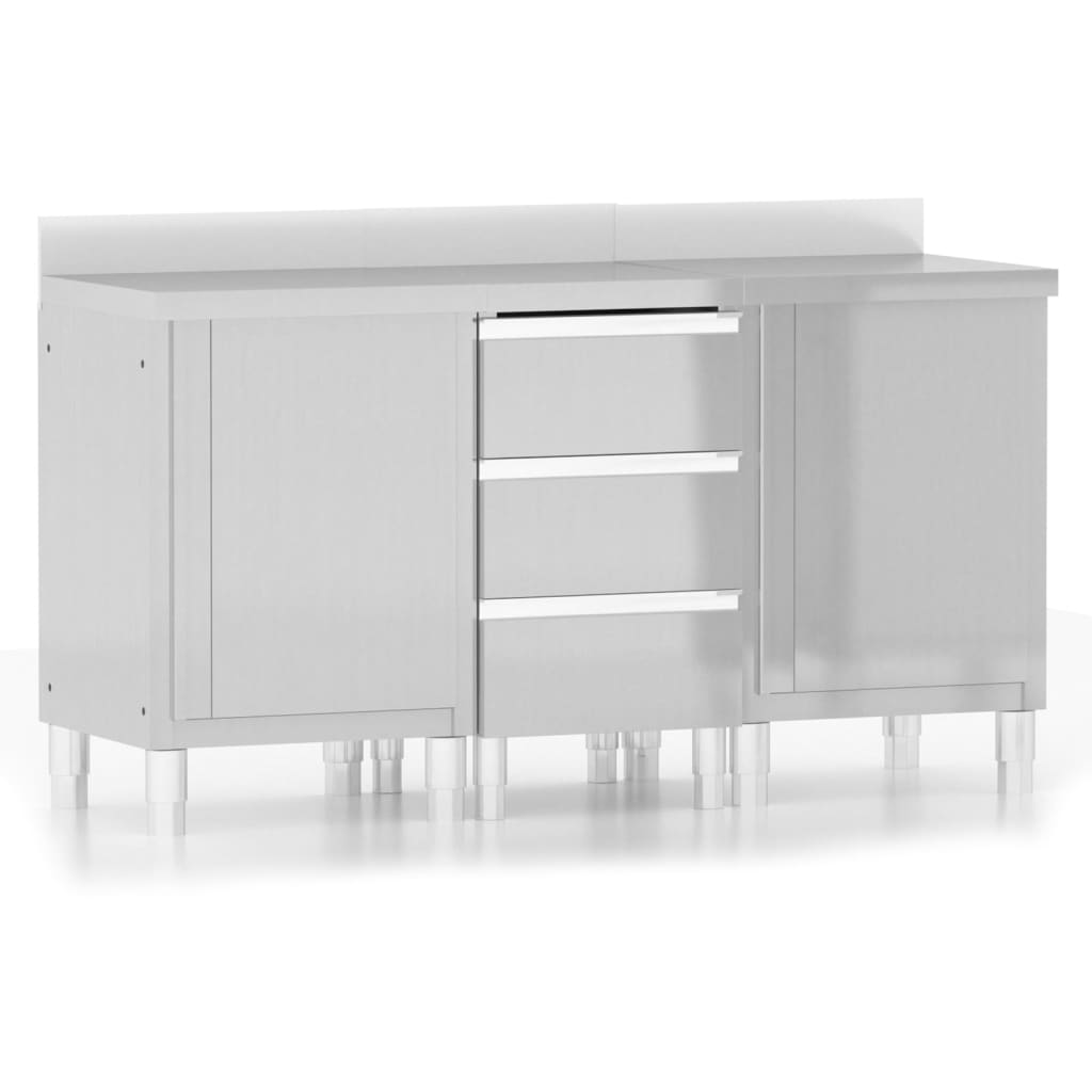 Vidaxl kitchen cabinets Commercial 3 st stainless steel