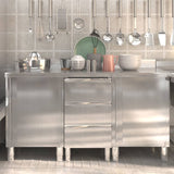 Vidaxl kitchen cabinets Commercial 3 st stainless steel