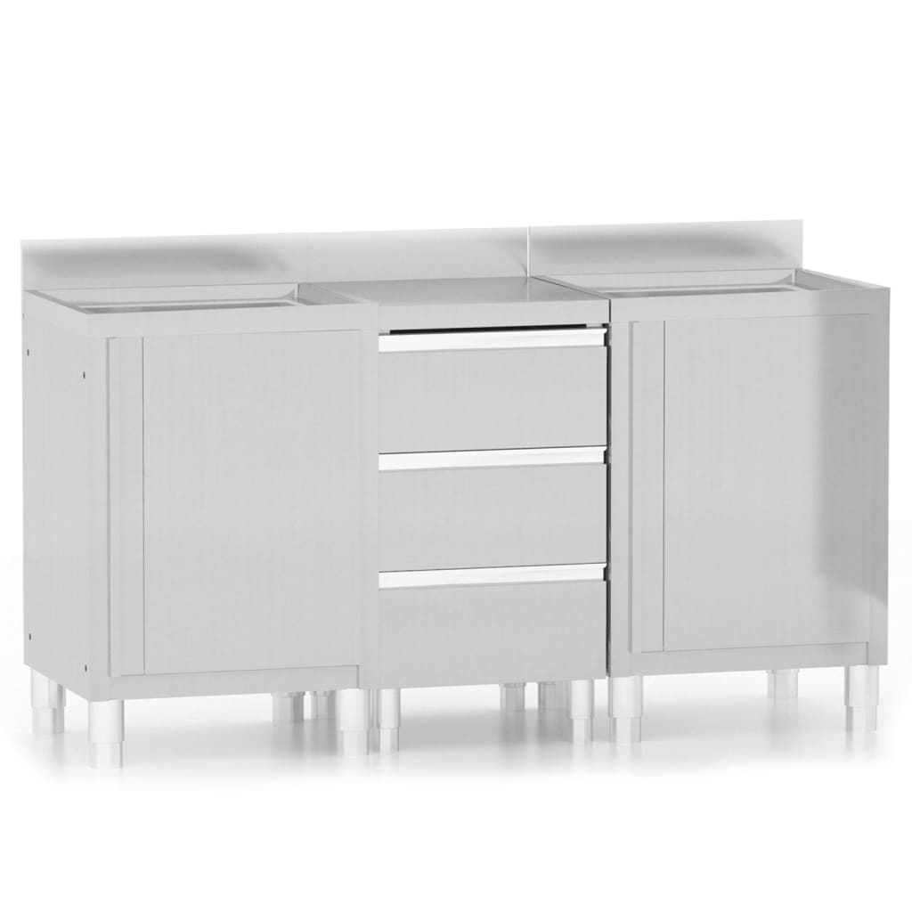 Vidaxl kitchen cabinets Commercial 3 st stainless steel