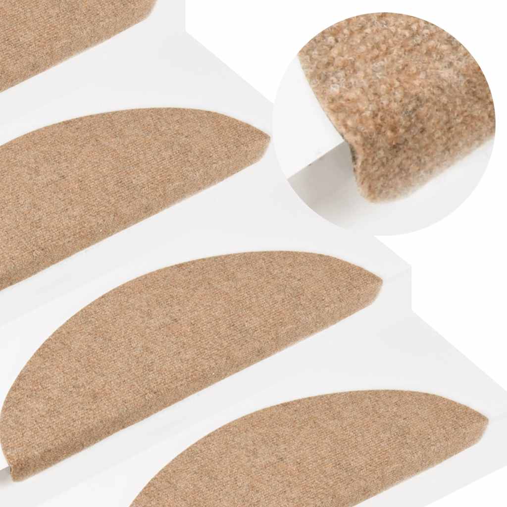 Vidaxl stair mats self -adhesive 15 st 56x17x3 cm beige