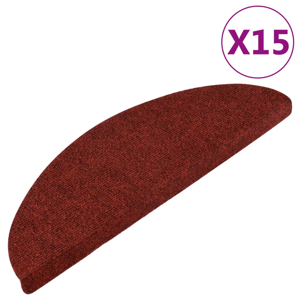 Vidaxl Stair Mats Self -fast 15 st 56x17x3 cm rød