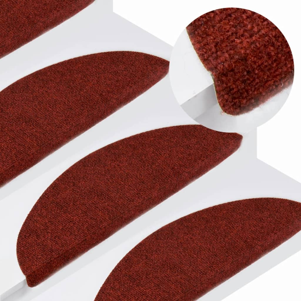 Vidaxl Stair Mats Self -fast 15 st 56x17x3 cm rød
