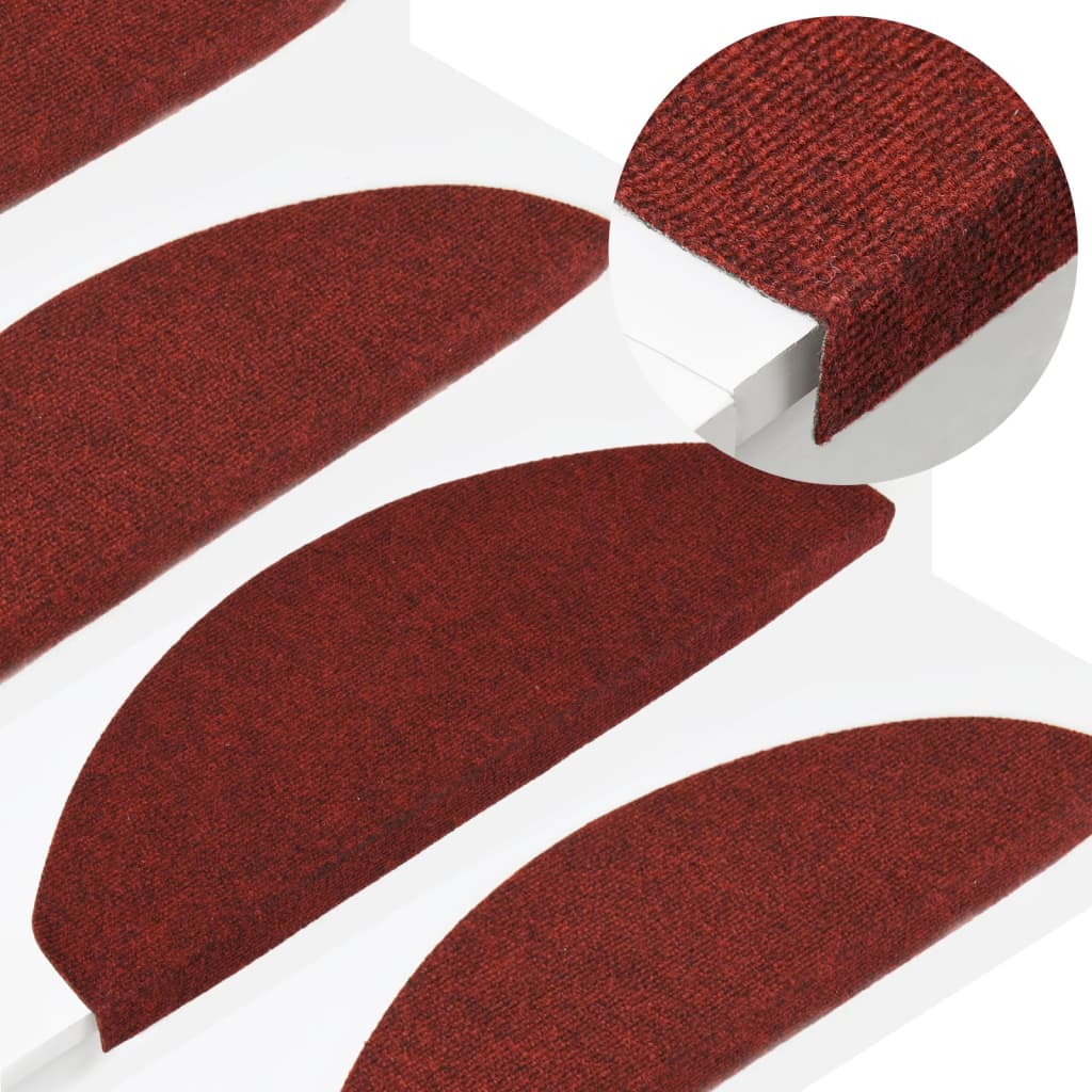 Vidaxl Stair Mats Self -Adhesive 15 ST 65X22,5x3,5 cm červená
