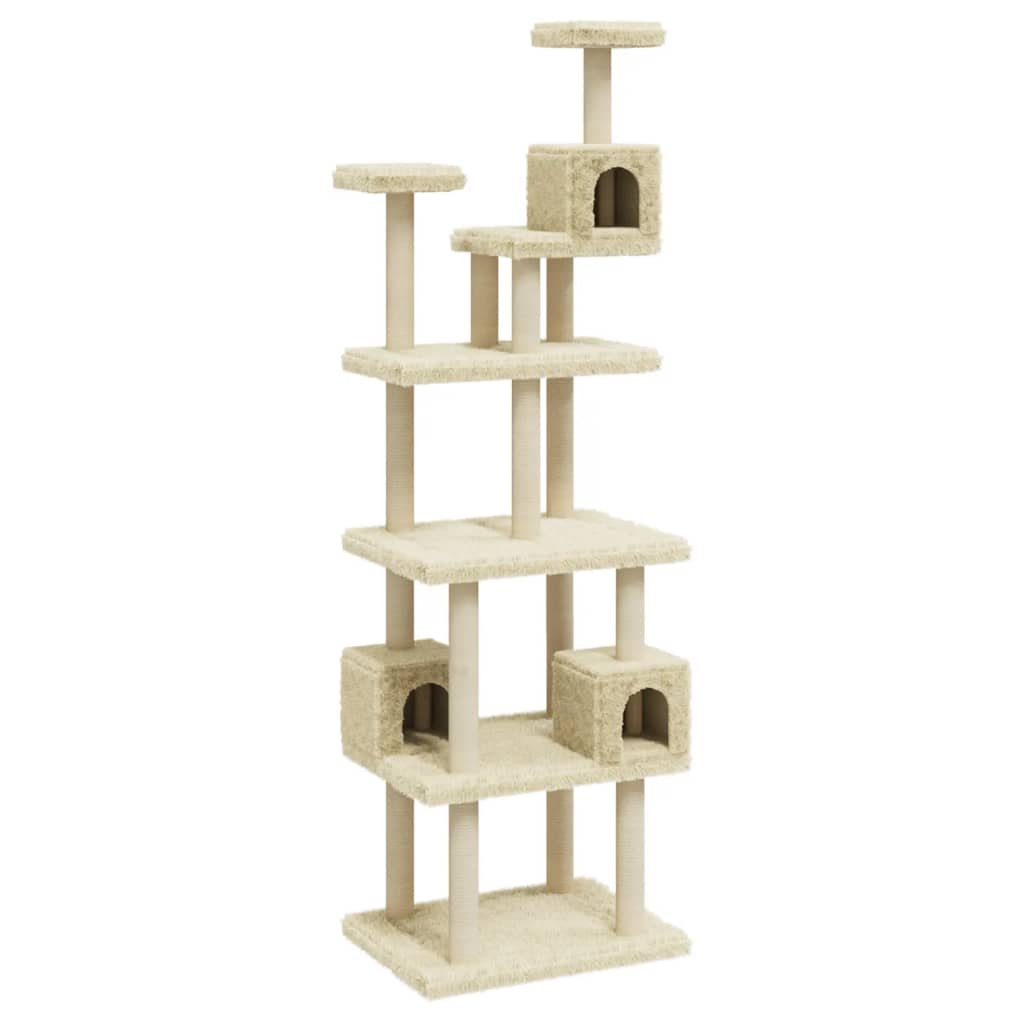 Vidaxl cat furniture with sisal scratching posts 188 cm cream -colored