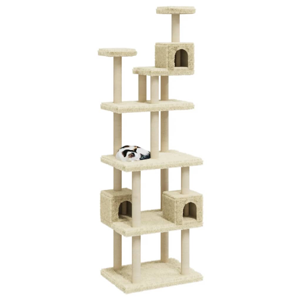 Vidaxl cat furniture with sisal scratching posts 188 cm cream -colored