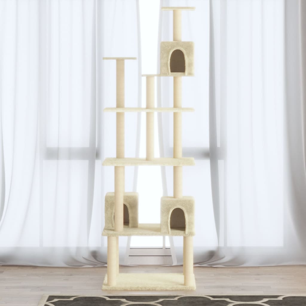 Vidaxl cat furniture with sisal scratching posts 188 cm cream -colored