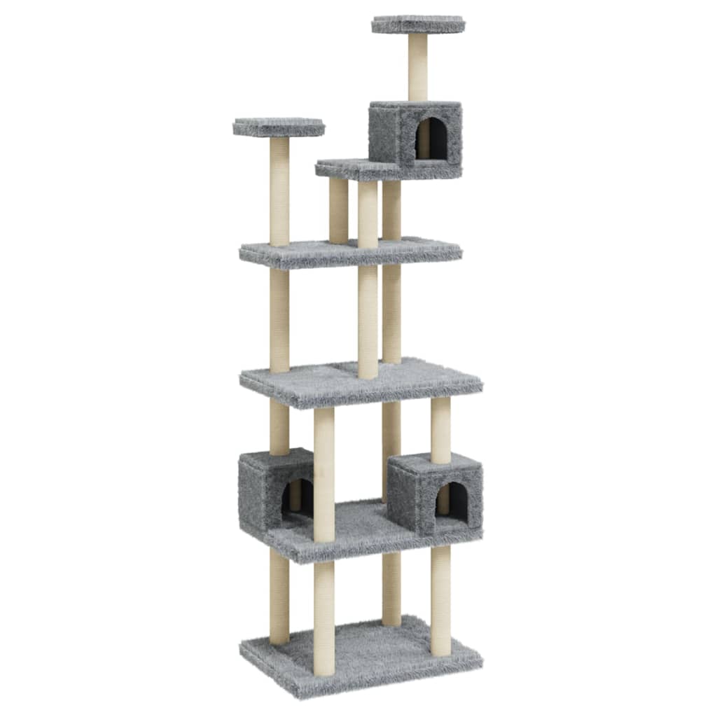 Móveis de gato vidaxl com sisal riscando postagens 188 cm cinza claro