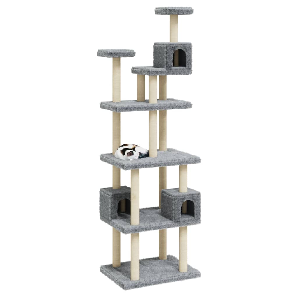 Móveis de gato vidaxl com sisal riscando postagens 188 cm cinza claro