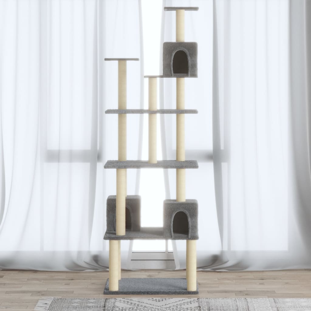 Móveis de gato vidaxl com sisal riscando postagens 188 cm cinza claro