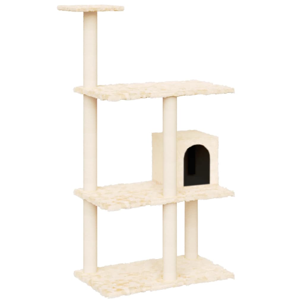 Vidaxl cat furniture with sisal scratching posts 119 cm cream -colored