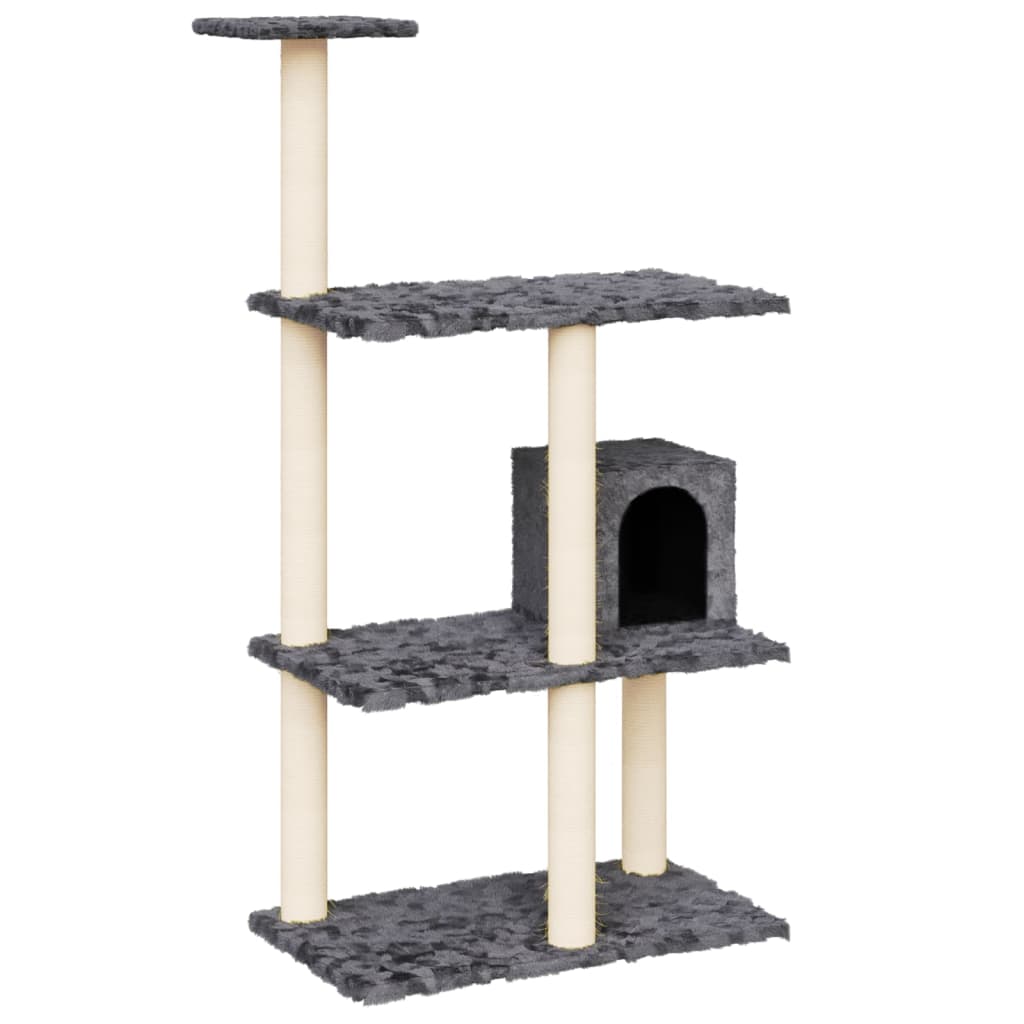 Vidaxl mačje pohištvo s sisalnimi praskalnimi stebri 119 cm temno sivo