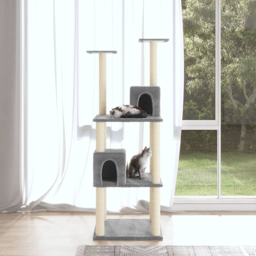 Vidaxl cat furniture with sisal scratching posts 141 cm light gray