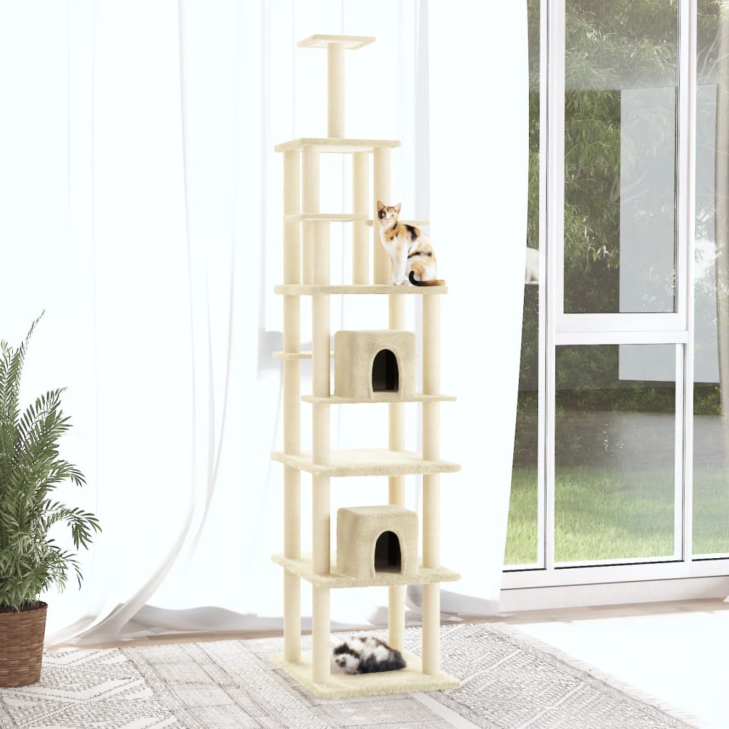 VidaXL cat furniture with sisal scratching posts 216 cm cream -colored