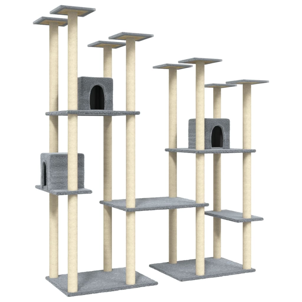 Muebles de gato de Vidaxl con postes de rascado de sisal 174 cm de gris claro