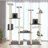 Muebles de gato de Vidaxl con postes de rascado de sisal 174 cm de gris oscuro