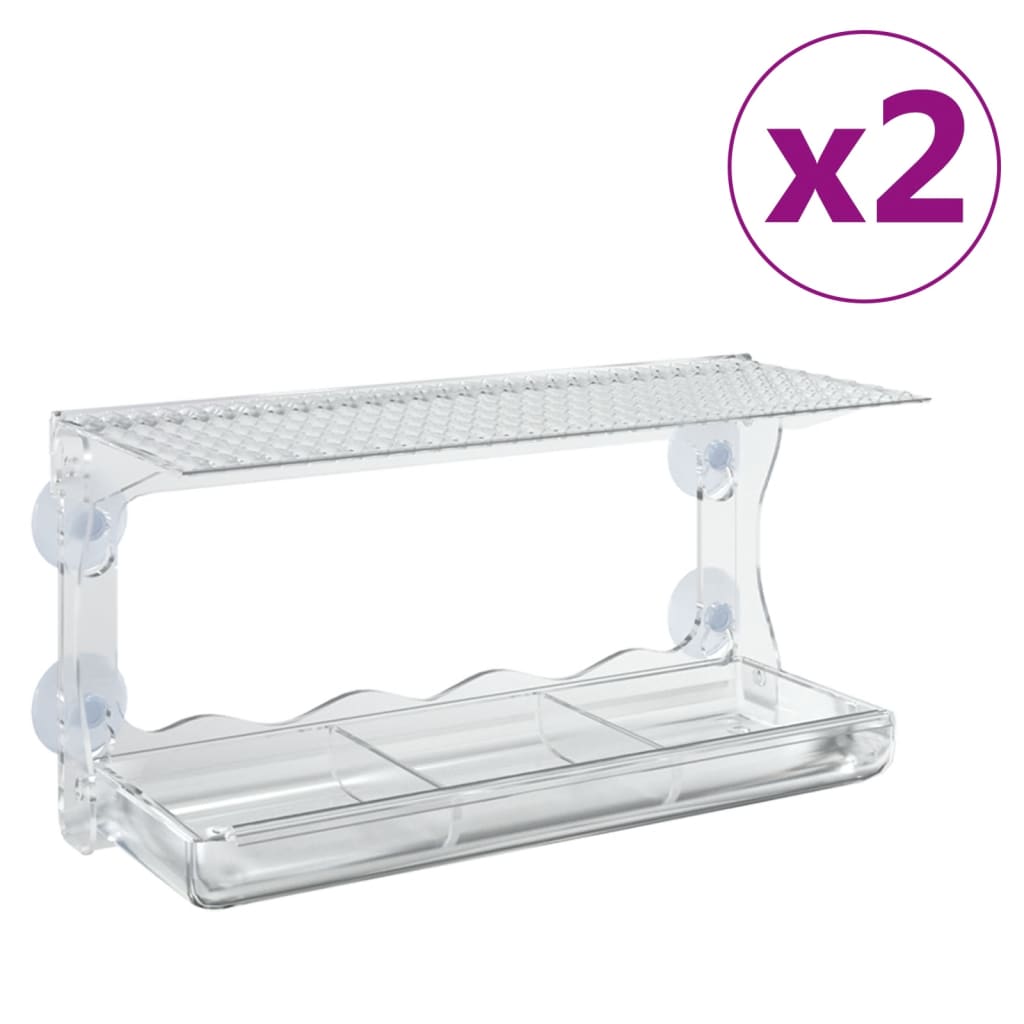 Vidaxl Bird feed bins for window 2 pcs 30x12x15 cm Acrylic