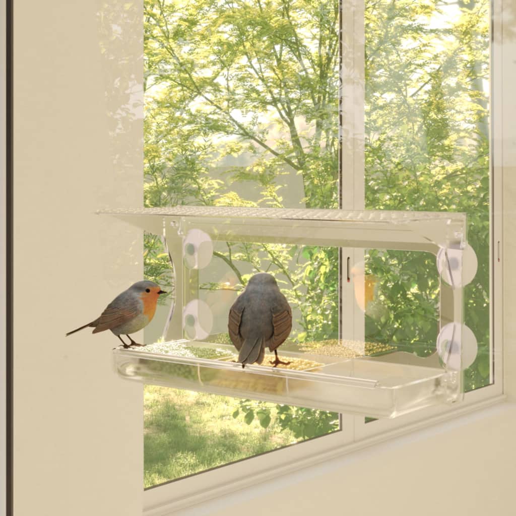 Vidaxl Bird feed bins for window 2 pcs 30x12x15 cm Acrylic