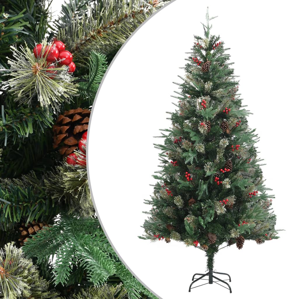 Vidaxl Christmas tree with pine cones 225 cm PVC and PE green