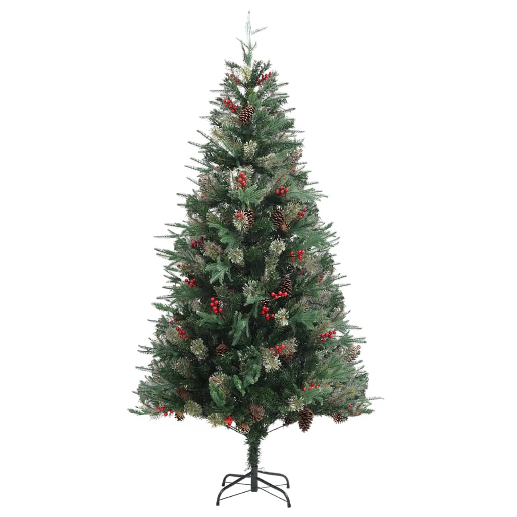 Vidaxl Christmas tree with pine cones 225 cm PVC and PE green
