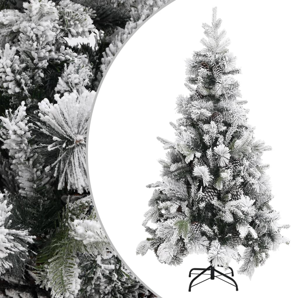 Vidaxl Christmas tree with pine cones and snow 225 cm PVC and PE