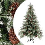 Vidaxl Weihnachtsbaum mit Kiefernkegel 150 cm PVC und PE grün und weiß