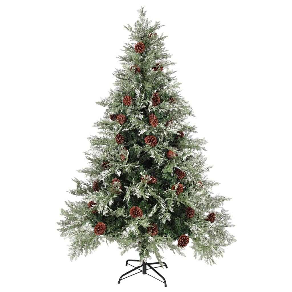 Vidaxl Weihnachtsbaum mit Kiefernkegel 150 cm PVC und PE grün und weiß