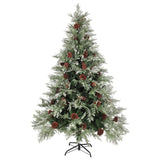 Vidaxl Weihnachtsbaum mit Kiefernkegel 150 cm PVC und PE grün und weiß