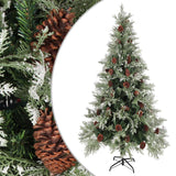 Vidaxl Weihnachtsbaum mit Kiefernkegel 225 cm PVC und PE grün und weiß