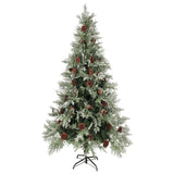 Vidaxl Weihnachtsbaum mit Kiefernkegel 225 cm PVC und PE grün und weiß