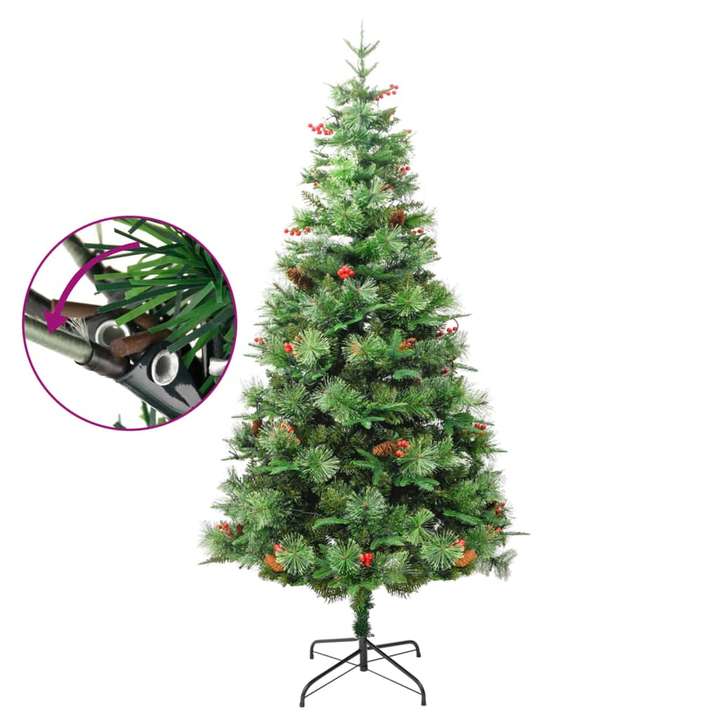 Vidaxl Weihnachtsbaum mit LED- und Kiefernzapfen 195 cm PVC und PE Green