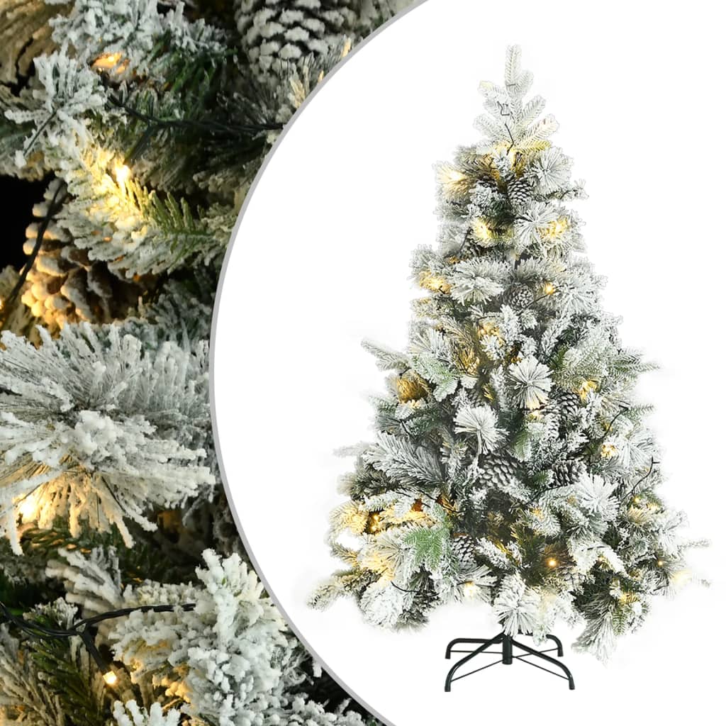Vidaxl Christmas tree with LED and pine cones and snow 150 cm PVC and PE