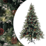 Vidaxl Christmas tree with LED and pine cones 120 cm PVC and PE green and white