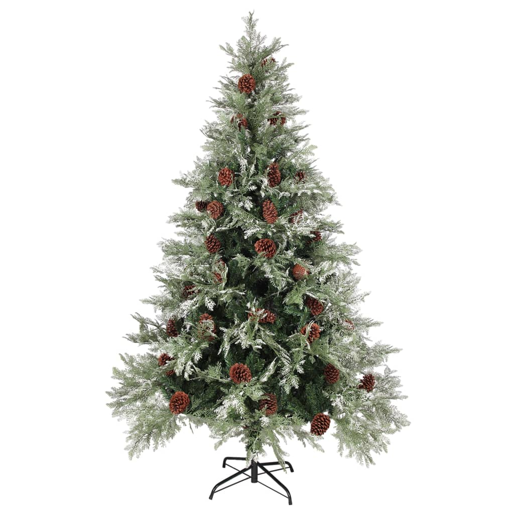 Vidaxl Christmas tree with LED and pine cones 120 cm PVC and PE green and white