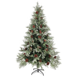 Vidaxl Christmas tree with LED and pine cones 120 cm PVC and PE green and white