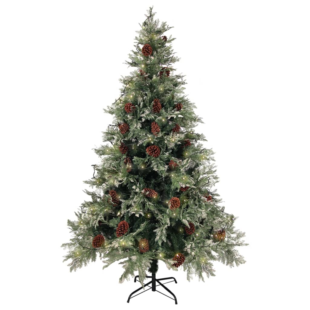 Vidaxl Christmas tree with LED and pine cones 120 cm PVC and PE green and white