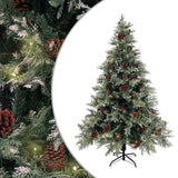 Vidaxl Christmas tree with LED and pine cones 150 cm PVC and PE green and white