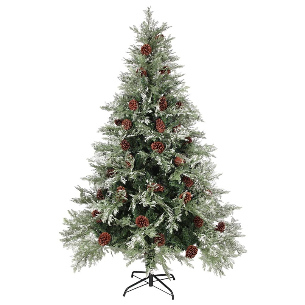 Vidaxl Christmas tree with LED and pine cones 150 cm PVC and PE green and white