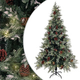 Vidaxl Christmas tree with LED and pine cones 195 cm PVC and PE green and white