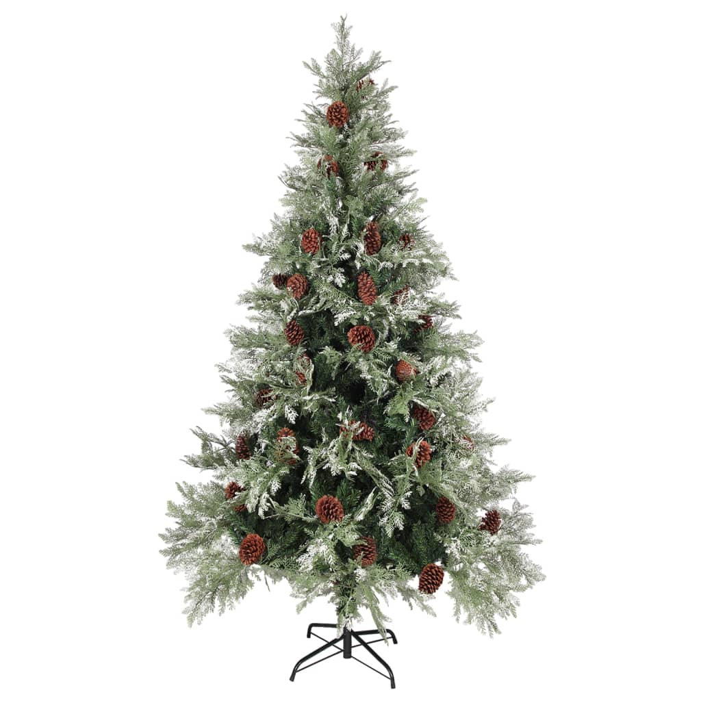 Vidaxl Christmas tree with LED and pine cones 195 cm PVC and PE green and white