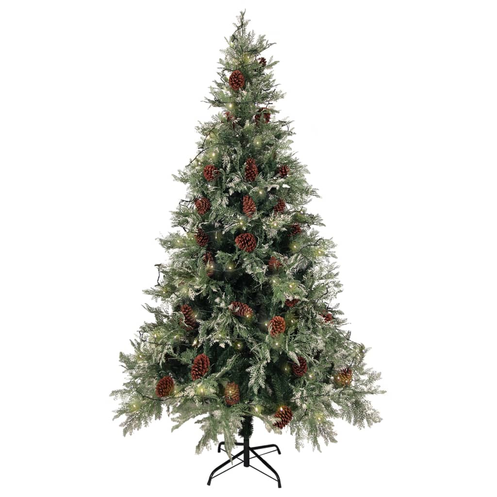 Vidaxl Christmas tree with LED and pine cones 195 cm PVC and PE green and white