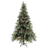 Vidaxl Christmas tree with LED and pine cones 195 cm PVC and PE green and white